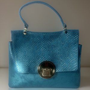 Serpentine Pattern Genuine Leather Flap Shoulder Bag NWOT